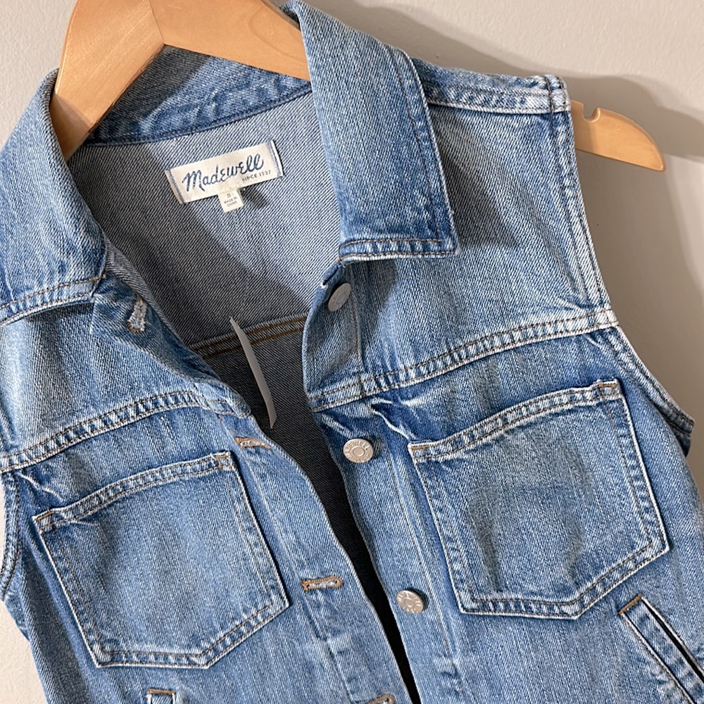 NWT Madewell Pocket denim Jean Jacket Vest size Small